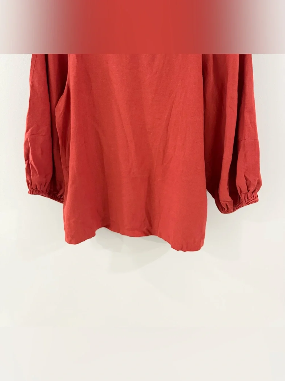 Loft Puff Sleeve Linen Blend Top // Orange // Small